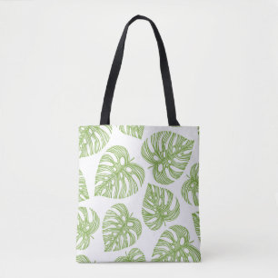 Tropical trendy seamless pattern with exotic palm tote bag