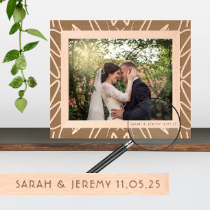Tropical Tribal Style Names and Date Wooden Etched Frames