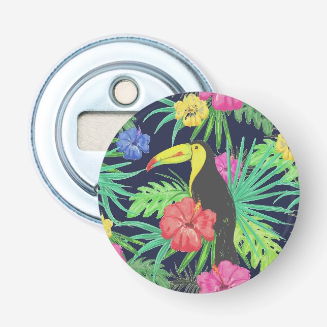 Tropical Tucan and Leaves Rainforest Bottle Opener (Front)