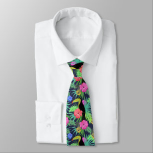 Tropical Tucan and Leaves Rainforest Tie