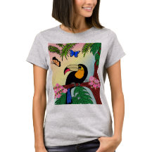 Tropical Tucano T-shirt and butterflies