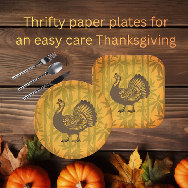 Tropical Turkey Thanksgiving Bamboo  Paper Plate (Tropical bamboo and turkey)