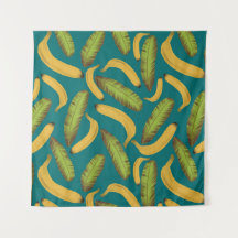 Tropical Turquoise Banana Leaf Pattern