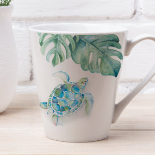 Tropical Turquoise Blue Watercolor Sea Turtle Mug