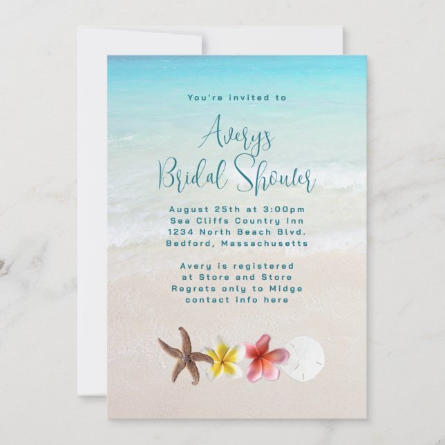 Tropical Turquoise Bridal Shower Invitation (Front)
