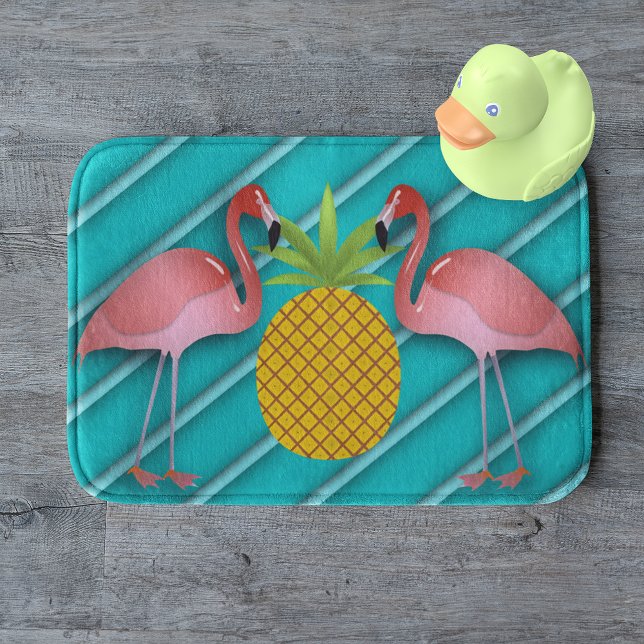 Tropical Turquoise Flamingo Bath Mat (Creator Uploaded)