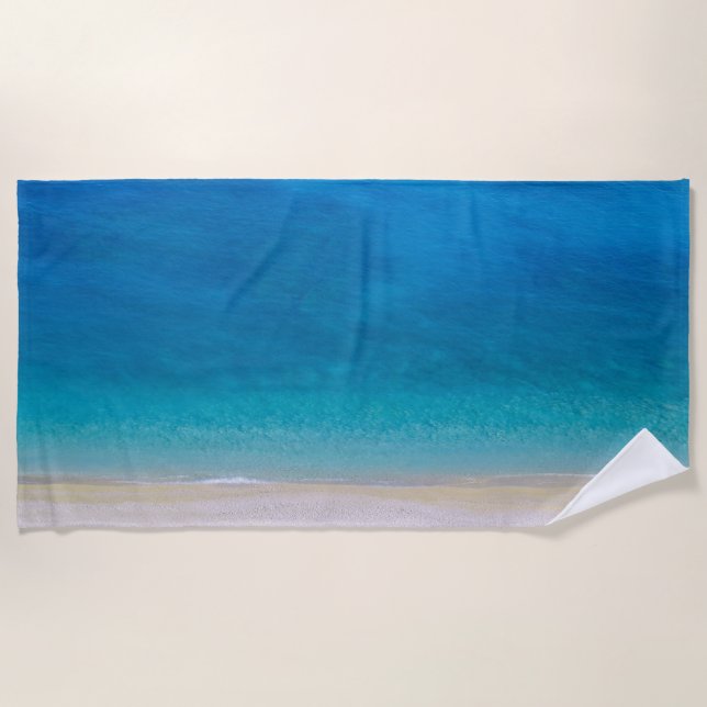 Tropical Turquoise Ocean Beach Towel (Front)