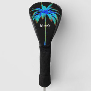 Tropical Turquoise Palm Tree Personalised Golf Head Cover