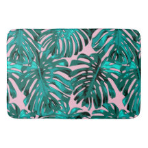 Tropical Turquoise Pink Monstera Jungle Leaves