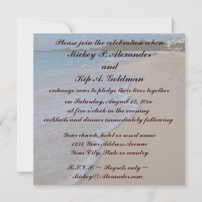 Tropical Turquoise Sea and Sandy Beach Invitation (Front)