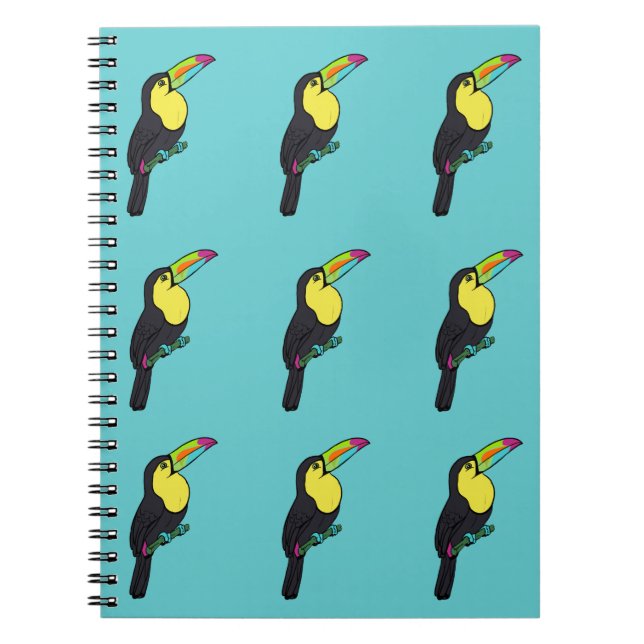 Tropical Turquoise Toucan Spiral Notebook (Front)