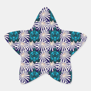 Tropical Turtle Floral Pattern Seamless Sea Turtle Star Sticker