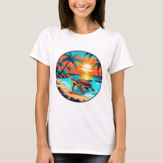 Tropical Turtle Paradise at Sunset T-Shirt