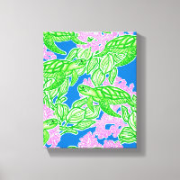 Tropical Turtles Pattern Canvas Print
