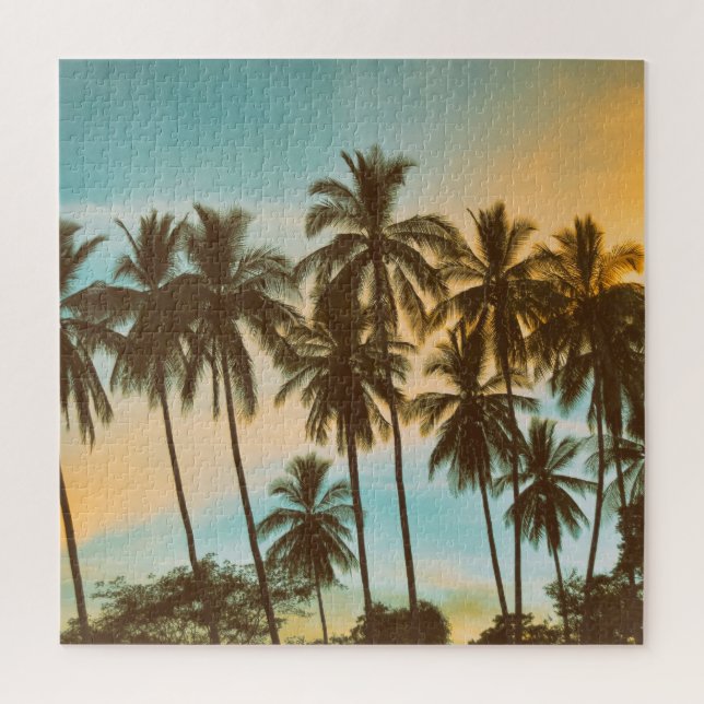 Tropical Twilight: Coconut Palm Silhouette Jigsaw Puzzle (Vertical)