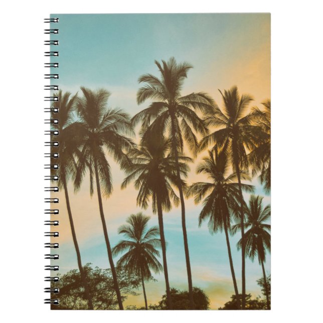 Tropical Twilight: Coconut Palm Silhouette Notebook (Front)