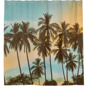 Tropical Twilight: Coconut Palm Silhouette Shower Curtain