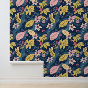 Tropical Twilight Floral Pattern Wallpaper