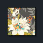 Tropical Twilight Flowers Canvas Print<br><div class="desc">Tropical Twilight II by June Erica Vess. This art features blooming flowers in various muted tones with a dark grey background of different tropical leaves. | 153021Z</div>