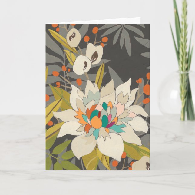 Tropical Twilight Flowers Card (Front)