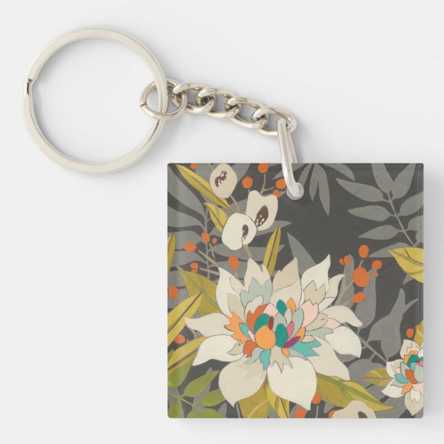 Tropical Twilight Flowers Key Ring (Front)