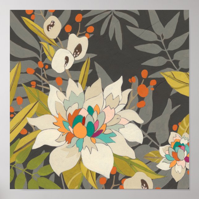 Tropical Twilight Flowers Poster (Front)
