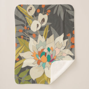 Tropical Twilight Flowers Sherpa Blanket