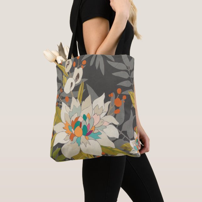 Tropical Twilight Flowers Tote Bag (Close Up)