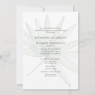 Tropical Two Venues White Bride Parents Wedding Invitation