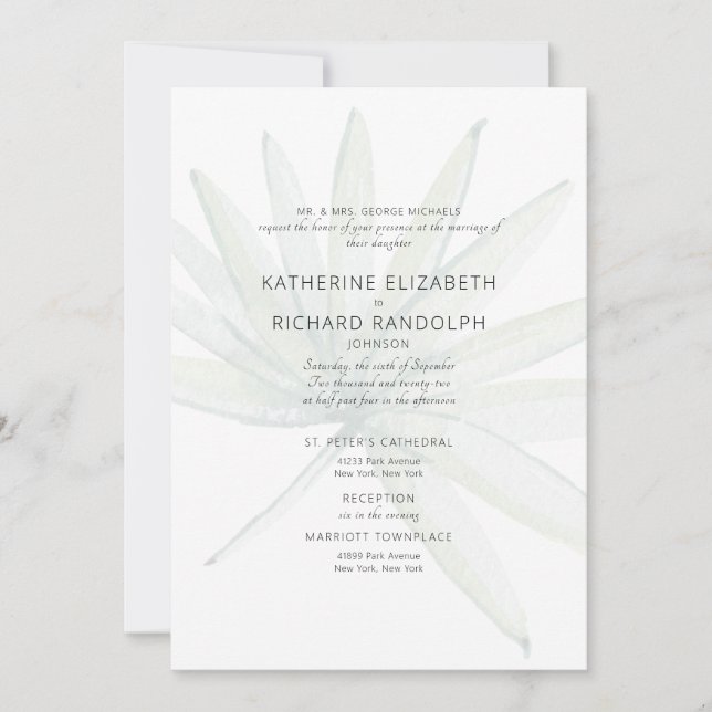 Tropical Two Venues White Bride Parents Wedding Invitation (Front)