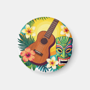 Tropical Ukulele Tiki Luau Party Vibes T-Shirt Magnet