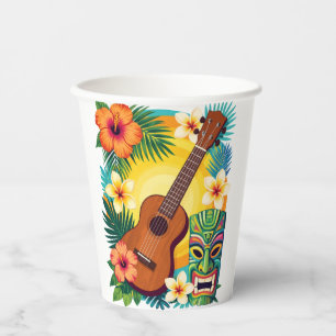 Tropical Ukulele Tiki Luau Party Vibes T-Shirt Paper Cups