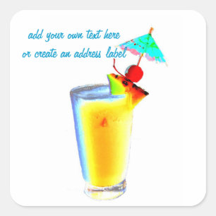 Tropical Umbrella Cocktails Square Sticker