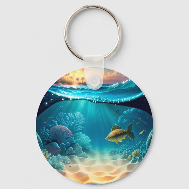 Tropical Underwater Landscape Key Ring (Front)