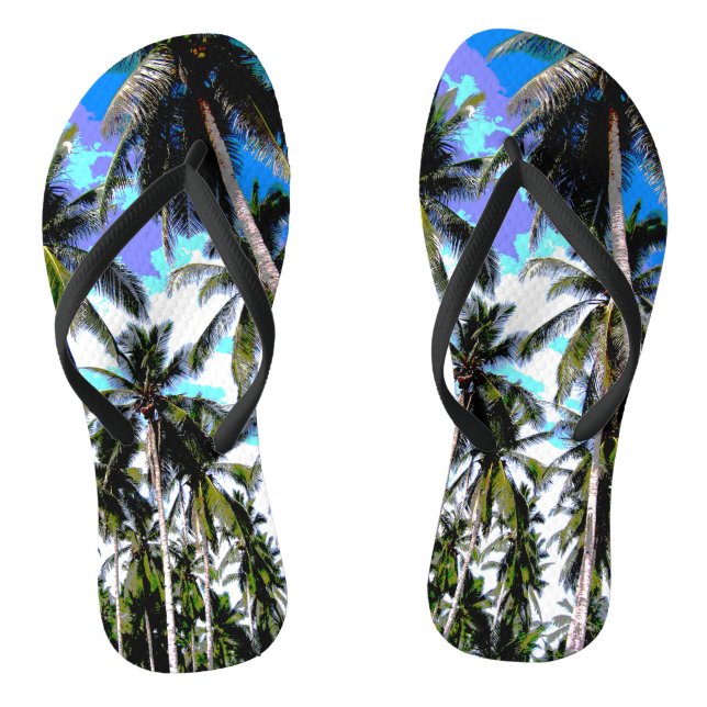 Tropical Vacation Palm Trees Design Jandals (Footbed)