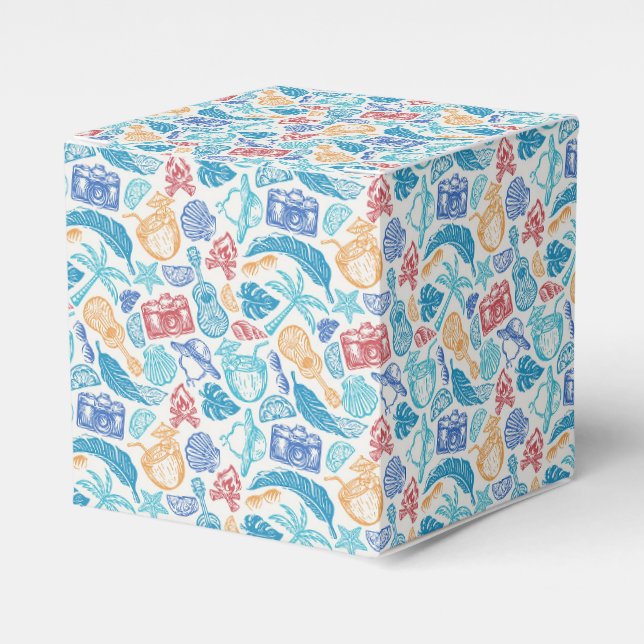 Tropical Vacation Pattern – Summer Travel Vibes Favour Box (Front Side)