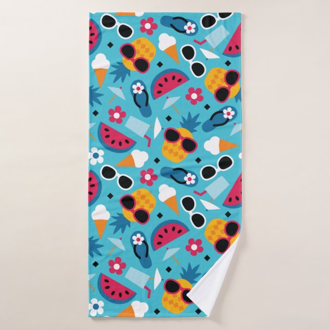 Tropical Vacation Seamless Pattern Bath Towel (Bath Towel)