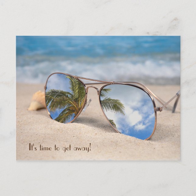 tropical vacation travel sunglasses reflection postcard (Front)