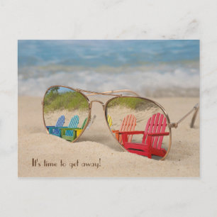 tropical vacation travel sunglasses reflection postcard