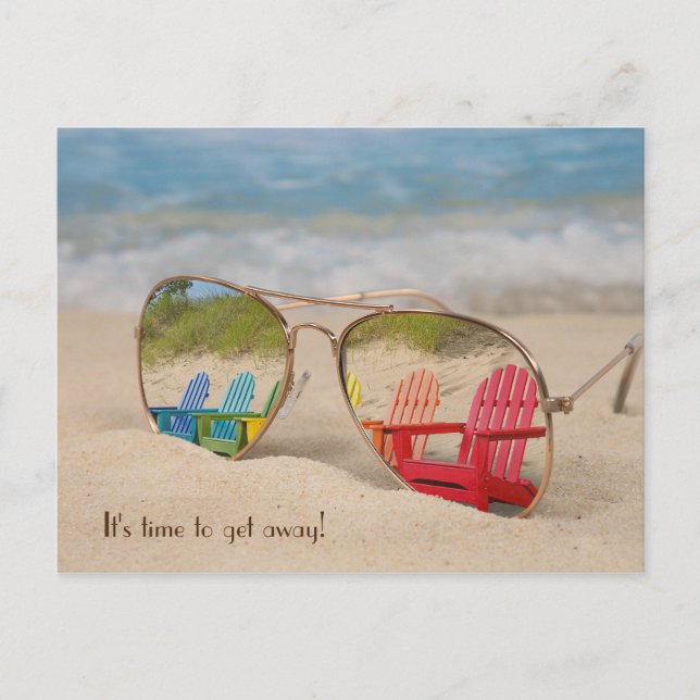 tropical vacation travel sunglasses reflection postcard (Front)