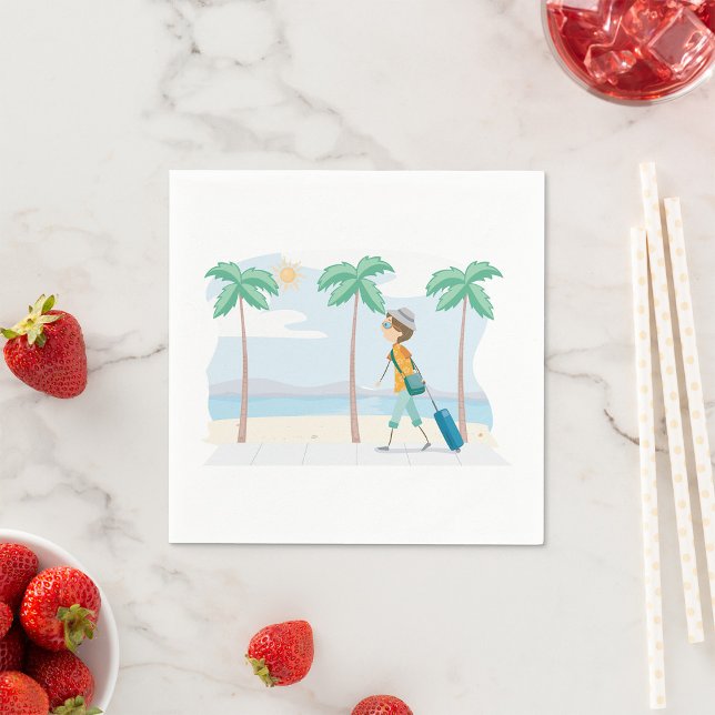 Tropical Vacation Traveller Fun Beach Travel  Napkin (Creator Uploaded)
