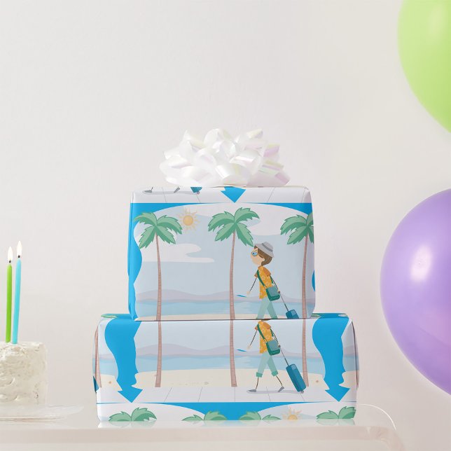 Tropical Vacation Traveller Fun Beach Travel  Wrapping Paper (Creator Uploaded)
