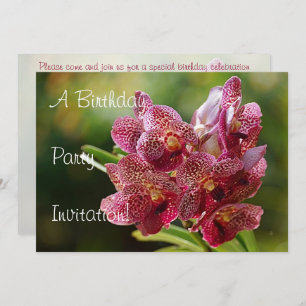 Tropical Vanda Orchid Cluster Birthday Invitation