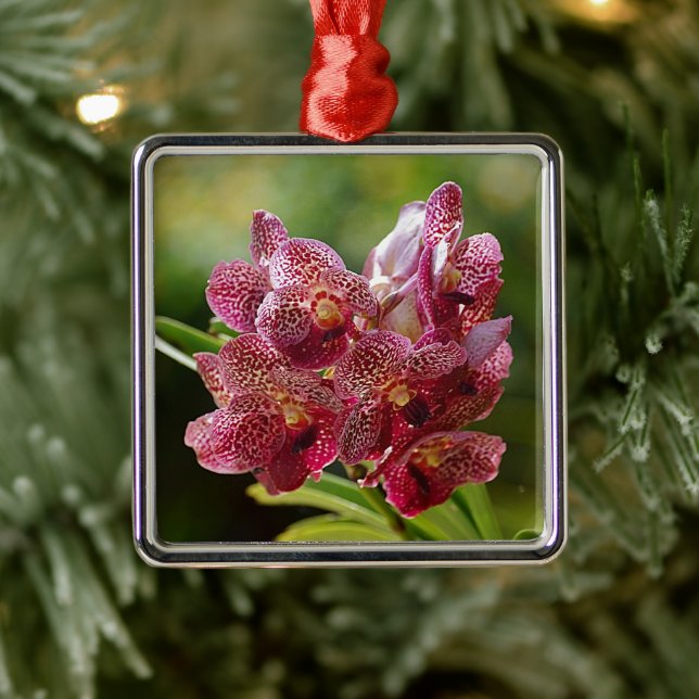 Tropical Vanda Orchid Cluster Metal Tree Decoration (Tree)