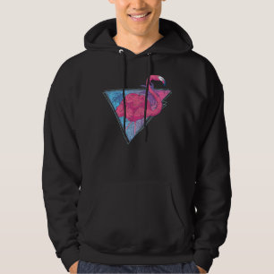 Tropical Vaporwave Palm Trees Exotic Bird Pink Fla Hoodie