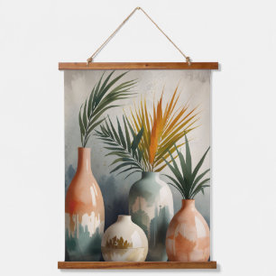 Tropical Vases in Watercolor Hues Hanging Tapestry
