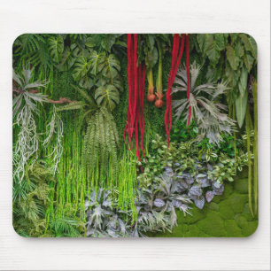 Tropical Vertical Garden Moss and Leaves Pattern Mouse Pad