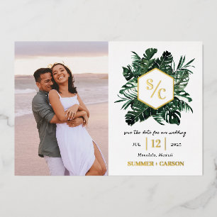 Tropical Vibe FOIL Wedding Save The Date Card