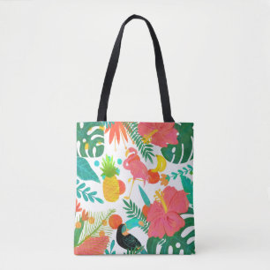 Tropical Vibes Floral Leaves Summer Chic Tote Bag