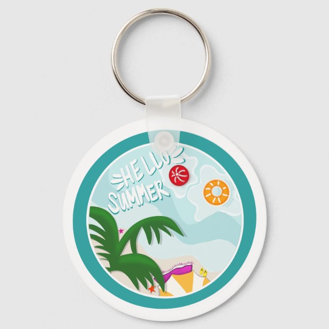 Tropical Vibes Keychain – Hello Summer Edition (Front)